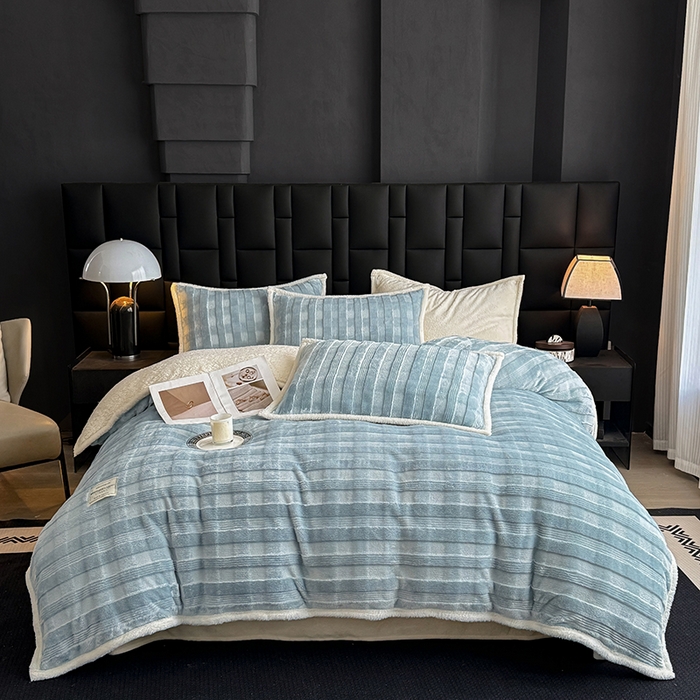 91家纺网 家纺一手货源 找家纺 （总）雅诗帛 2025新款A类玉兔绒北极绒纯色四件套