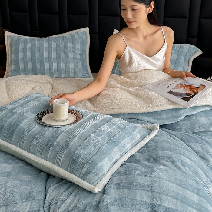 91家纺网 家纺一手货源 找家纺 （总）雅诗帛 2025新款A类玉兔绒北极绒纯色四件套