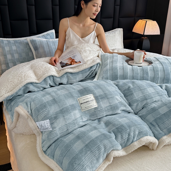 91家纺网 家纺一手货源 找家纺 （总）雅诗帛 2025新款A类玉兔绒北极绒纯色四件套