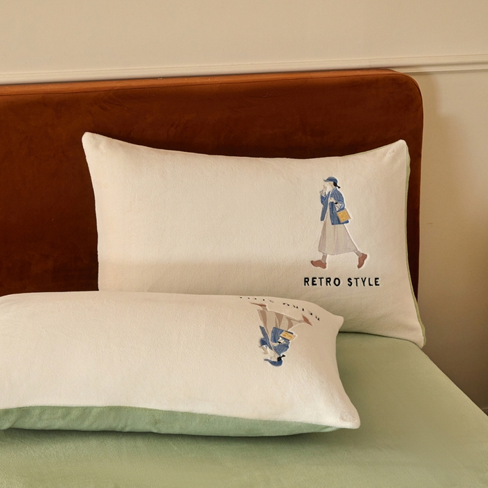 91家纺网 家纺一手货源 找家纺 ONE TWO ONE 121 新品【牛奶绒刺绣四件套】2025毛毯被子四件套单件床单被套床笠珊瑚绒牛奶绒冬被法兰绒兔毛绒 baby-浅绿