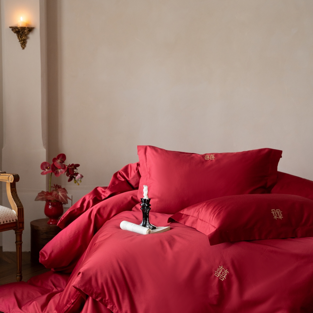 91家纺网 家纺一手货源 找家纺 （总）ONE TWO ONE 121 2025新款100S长绒棉贡缎婚庆四件套-东方喜嫁【提供买家秀】为了各位老板们都有利润空间，平台控价券后不得低于318/338元，感谢您的配合与支持