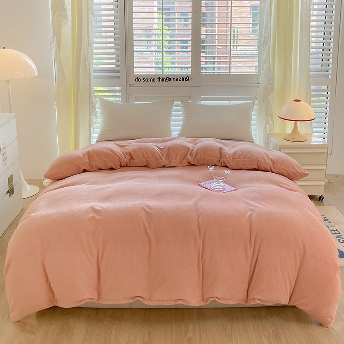 富馨莱 2025新款牛奶绒纯色双拼被套 奶油玉