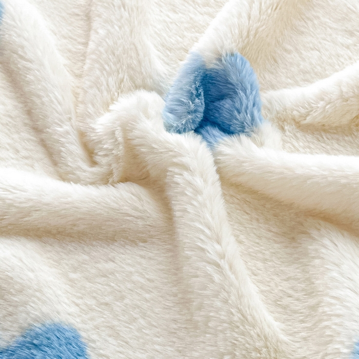 91家纺网 家纺一手货源 找家纺 雅居纺家纺 2025新款高克重兔绒印花单床笠-爱心 爱心-蓝