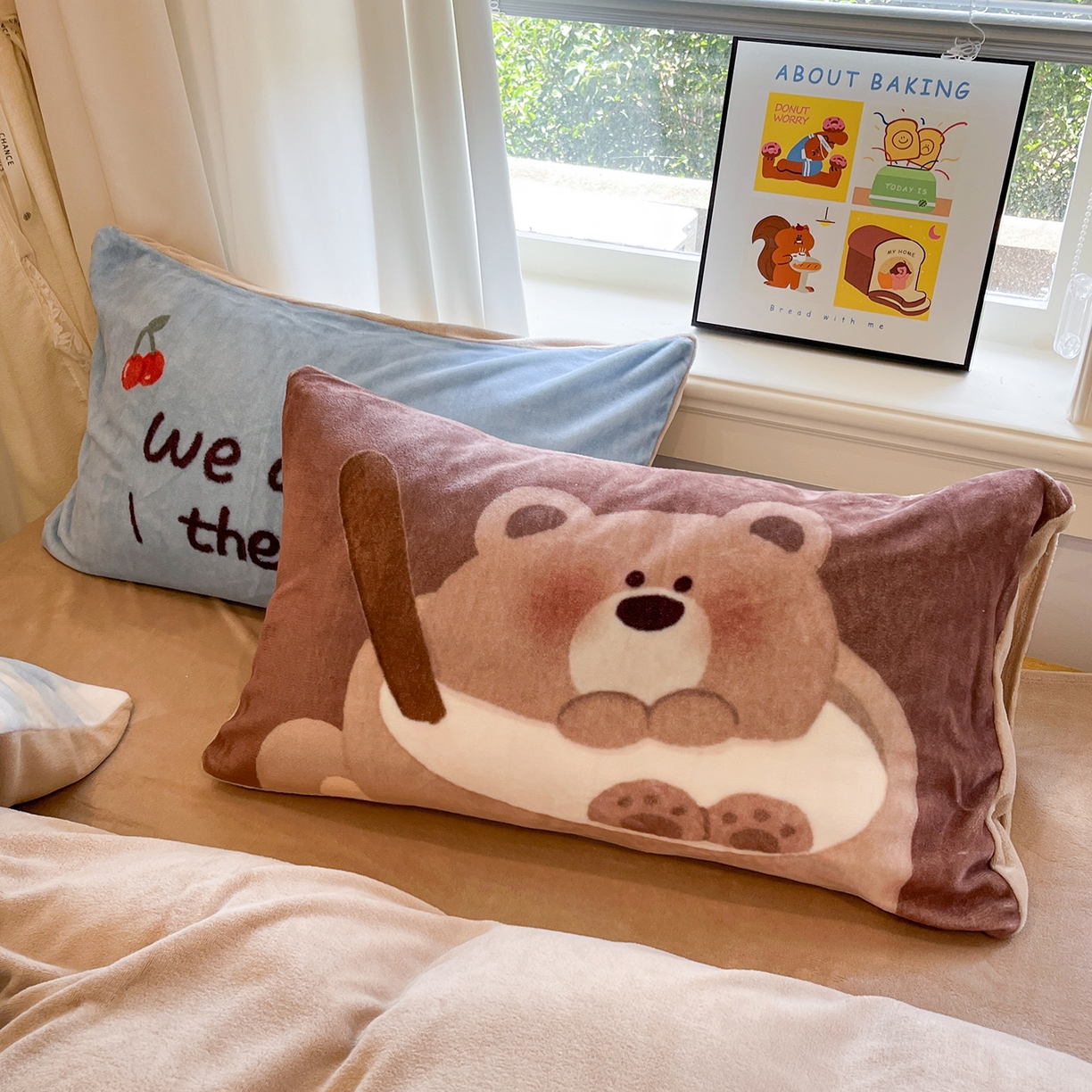 91家纺网 家纺一手货源 找家纺 桃子家居 2025新品A类正版授权miiiiichan咪酱大版卡通数码印花加厚牛奶绒系列四件套 绒大版-咪酱趣多多