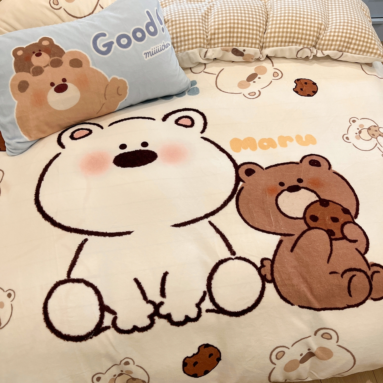 91家纺网 家纺一手货源 找家纺 （总）桃子家居 2025新品A类正版授权miiiiichan咪酱大版卡通数码印花加厚牛奶绒系列四件套