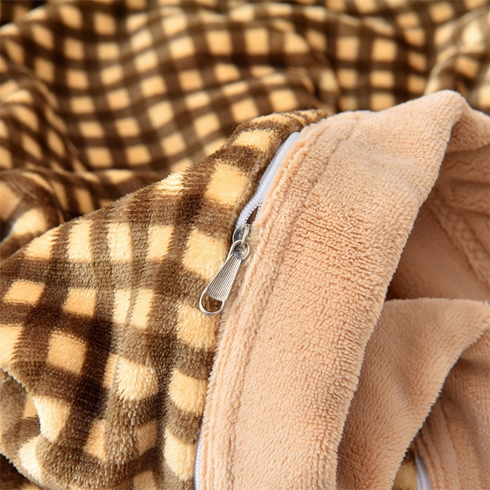 91家纺网 家纺一手货源 找家纺 茉保家纺 2024新款无印风款牛奶绒床盖 咖小格