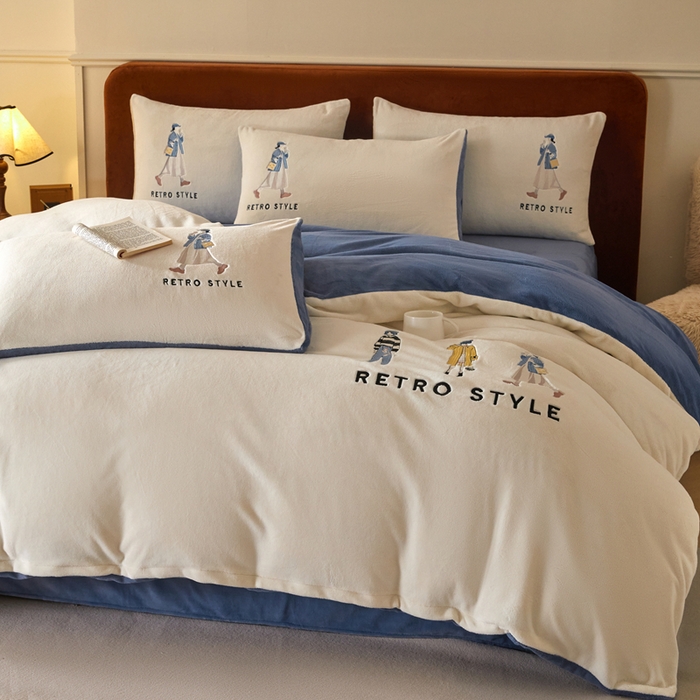 91家纺网 家纺一手货源 找家纺 ONE TWO ONE 121 新品【牛奶绒刺绣四件套】2025毛毯被子四件套单件床单被套床笠珊瑚绒牛奶绒冬被法兰绒兔毛绒 baby-雾兰