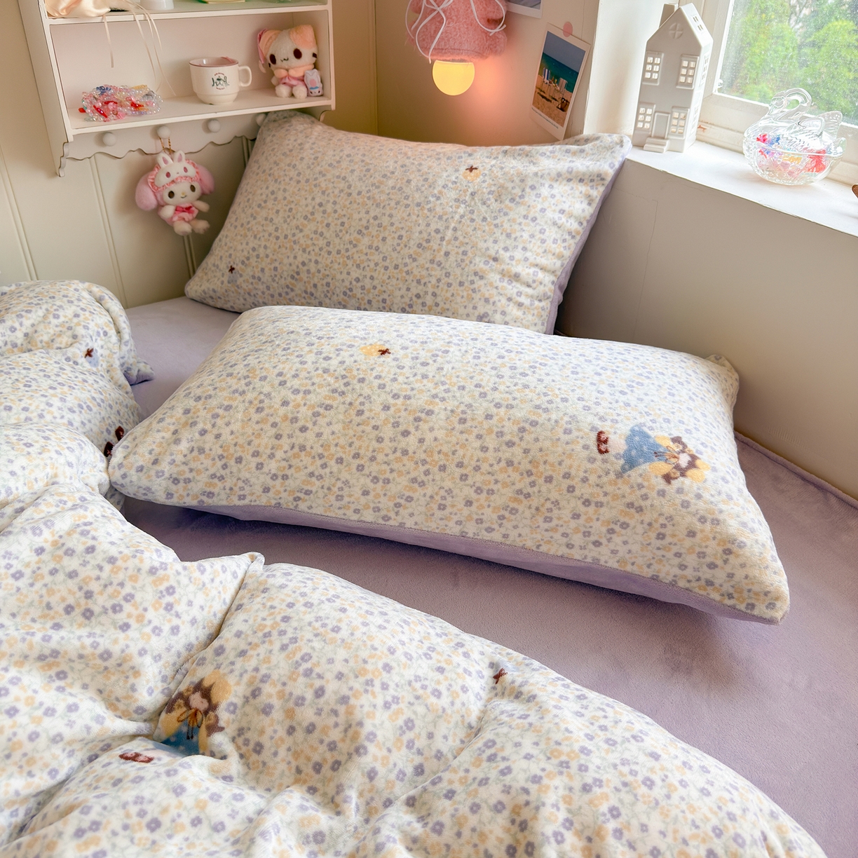 91家纺网 家纺一手货源 找家纺 罗亿家纺 2025新款ins小清新少女奶油卡通可爱加厚200克牛奶绒四件套【3.6公斤】（小红书推荐） 楠笙