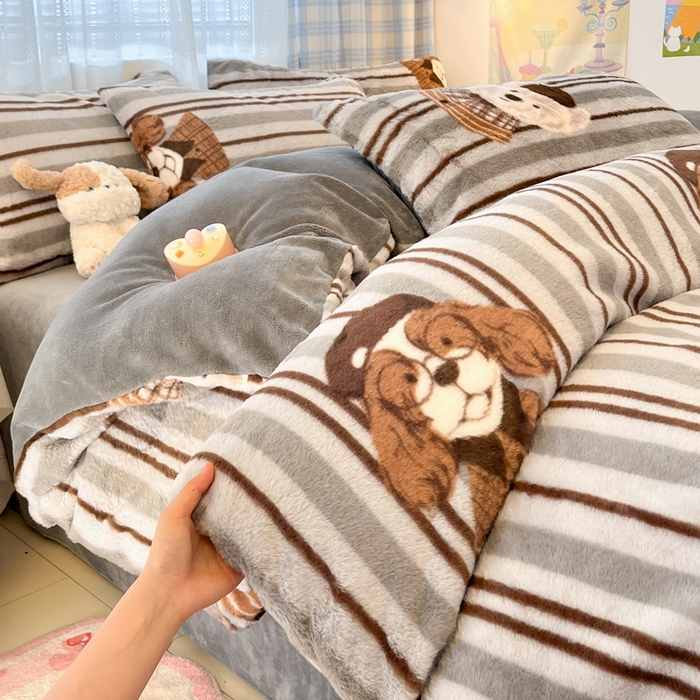 91家纺网 家纺一手货源 找家纺 （总）雅居纺家纺 2025新款保暖舒适兔绒印花四件套