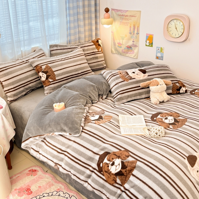 91家纺网 家纺一手货源 找家纺 （总）雅居纺家纺 2025新款保暖舒适兔绒印花四件套