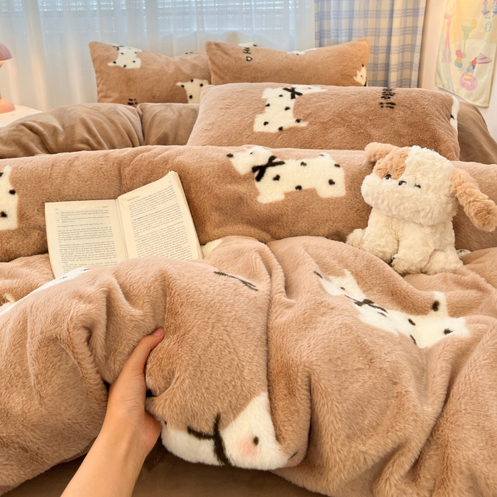 91家纺网 家纺一手货源 找家纺 （总）雅居纺家纺 2025新款保暖舒适兔绒印花四件套