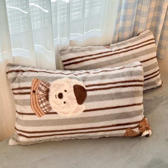 91家纺网 家纺一手货源 找家纺 雅居纺家纺 2025新款保暖舒适兔绒印花四件套 博士狗