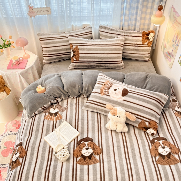 91家纺网 家纺一手货源 找家纺 （总）雅居纺家纺 2025新款保暖舒适兔绒印花四件套