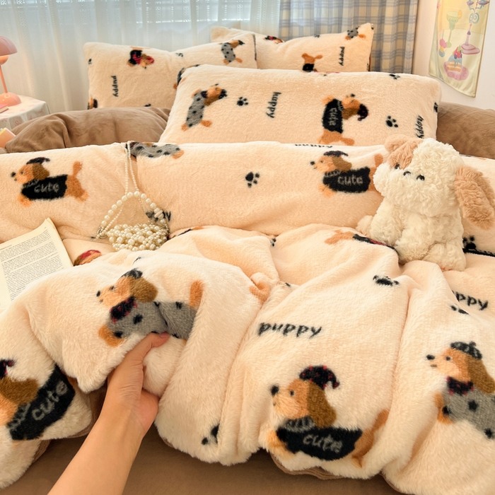 91家纺网 家纺一手货源 找家纺 （总）雅居纺家纺 2025新款保暖舒适兔绒印花四件套