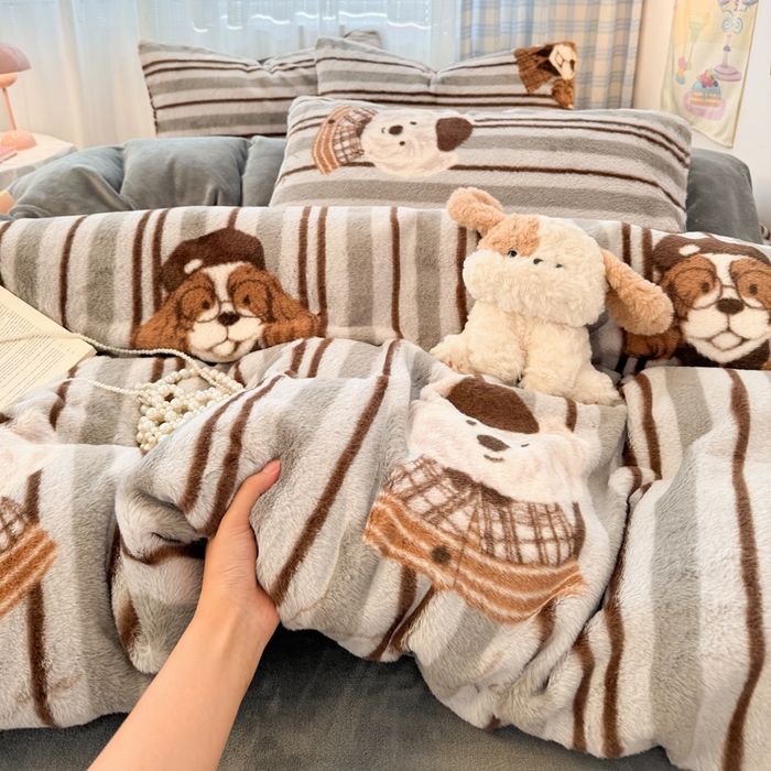 91家纺网 家纺一手货源 找家纺 （总）雅居纺家纺 2025新款保暖舒适兔绒印花四件套