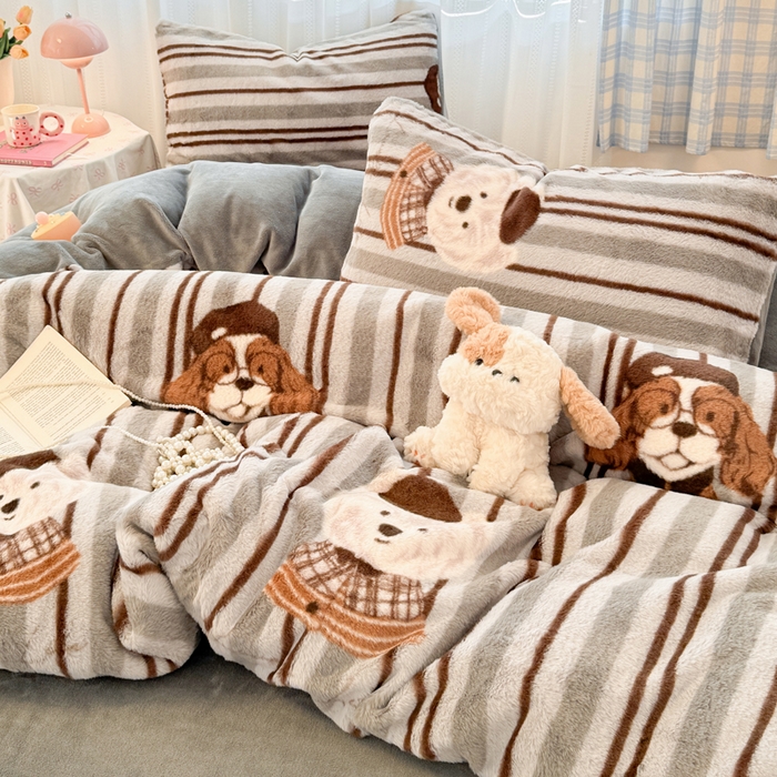 91家纺网 家纺一手货源 找家纺 （总）雅居纺家纺 2025新款保暖舒适兔绒印花四件套