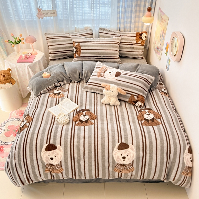 91家纺网 家纺一手货源 找家纺 （总）雅居纺家纺 2025新款保暖舒适兔绒印花四件套