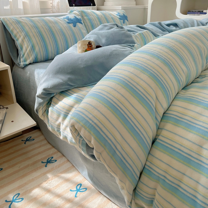 91家纺网 家纺一手货源 找家纺 雅居纺家纺 2025新款加厚牛奶绒毛巾绣卡通四件套 花盆小狗