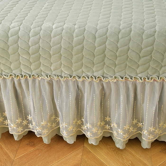 91家纺网 家纺一手货源 找家纺 铠畅家纺 2025新款丰眠系列牛奶绒床盖四件套 丰眠-海藻青