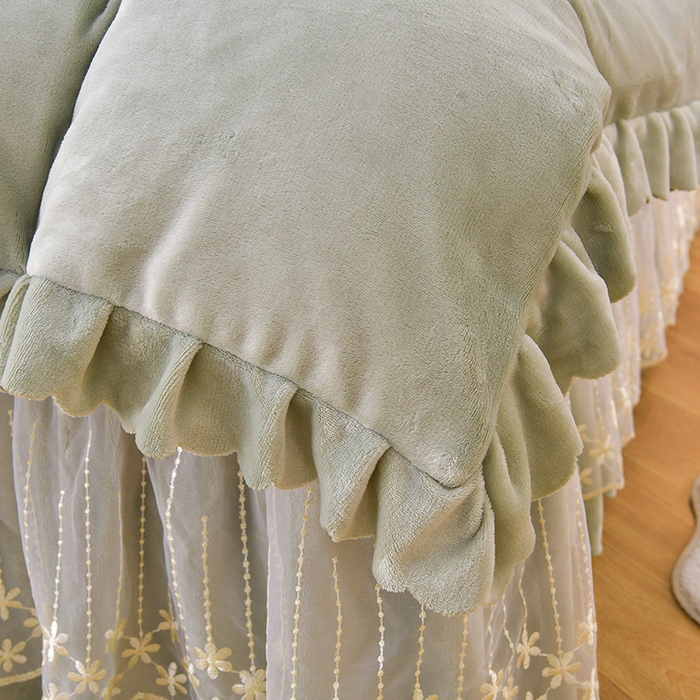 91家纺网 家纺一手货源 找家纺 铠畅家纺 2025新款丰眠系列牛奶绒床盖四件套 丰眠-海藻青