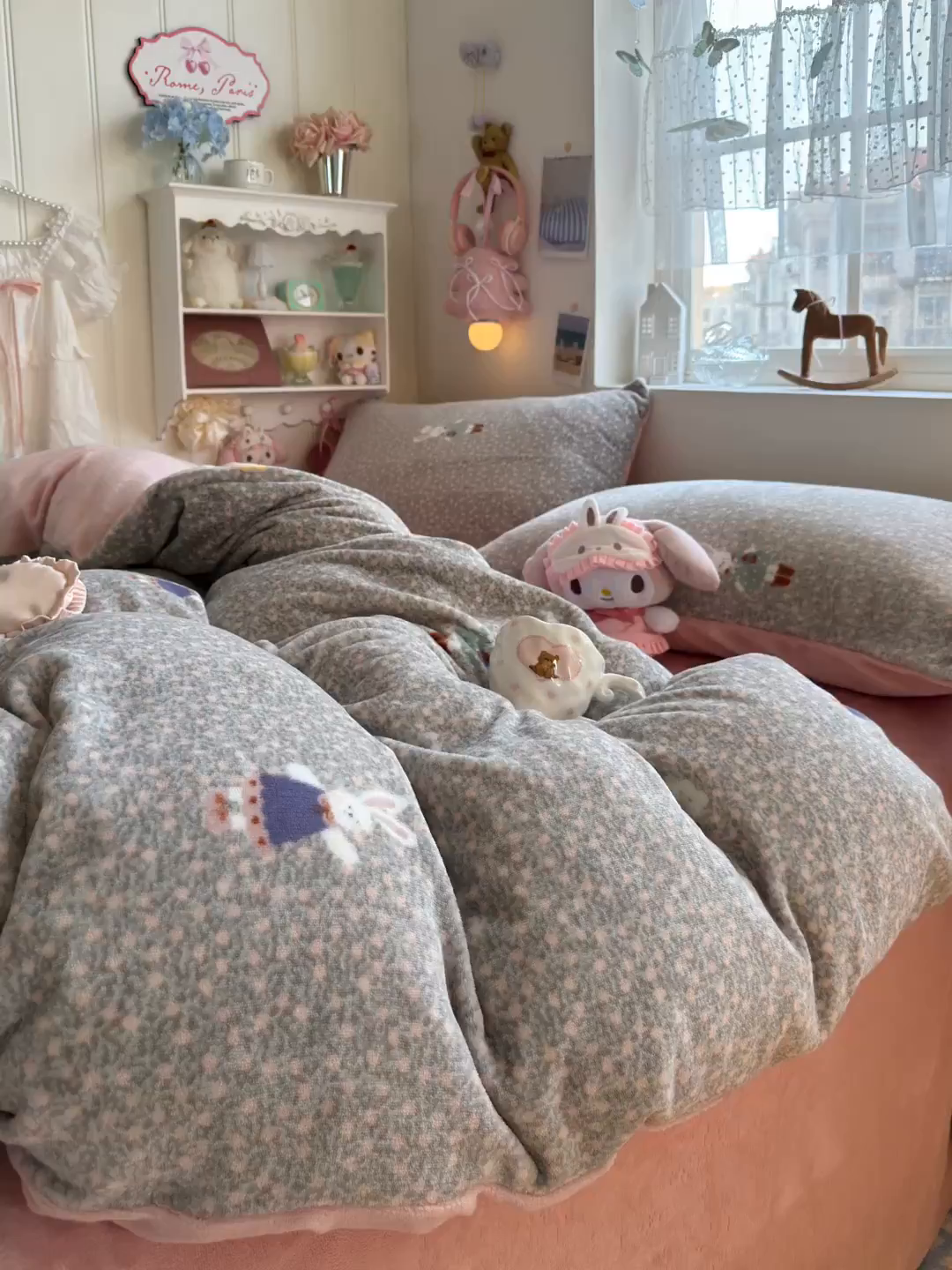 91家纺网 家纺一手货源 找家纺 罗亿家纺 2025新款ins小清新少女奶油卡通可爱加厚200克牛奶绒四件套【3.6公斤】（小红书推荐） 萱花