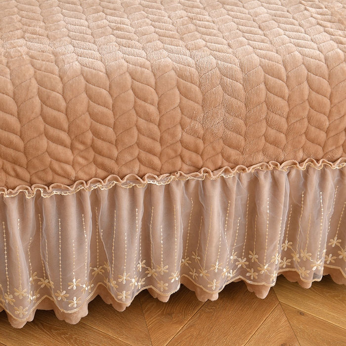 91家纺网 家纺一手货源 找家纺 铠畅家纺 2025新款丰眠系列牛奶绒床盖四件套 丰眠-奶油咖