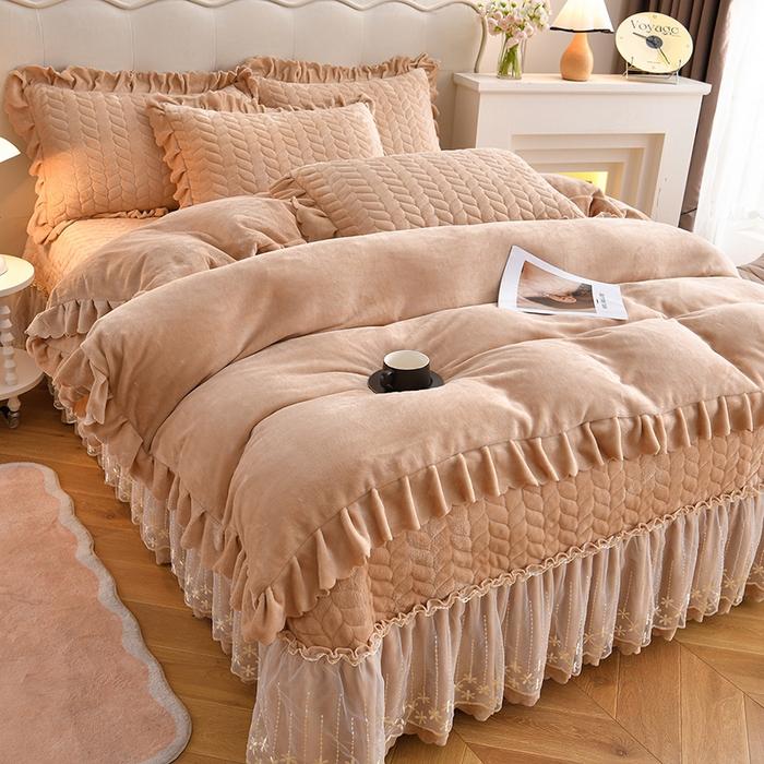 铠畅家纺 2025新款丰眠系列牛奶绒床盖四件套 丰眠-奶油咖