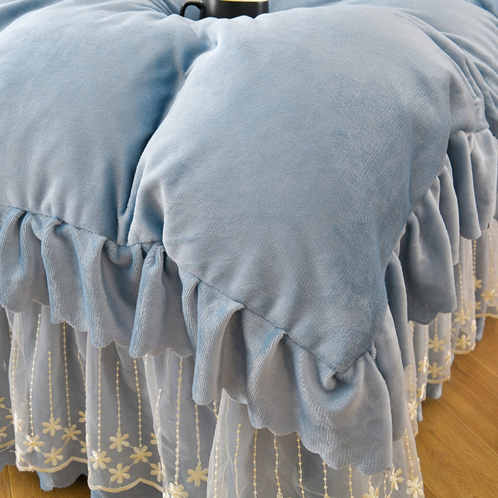 91家纺网 家纺一手货源 找家纺 铠畅家纺 2025新款丰眠系列牛奶绒床盖四件套 丰眠-雾蓝