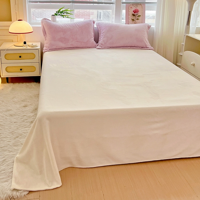 富馨莱 2025新款牛奶绒纯色床单 奶昔白