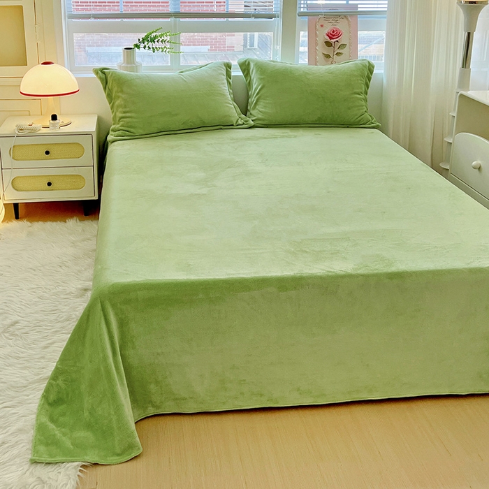 富馨莱 2025新款牛奶绒纯色床单 果绿