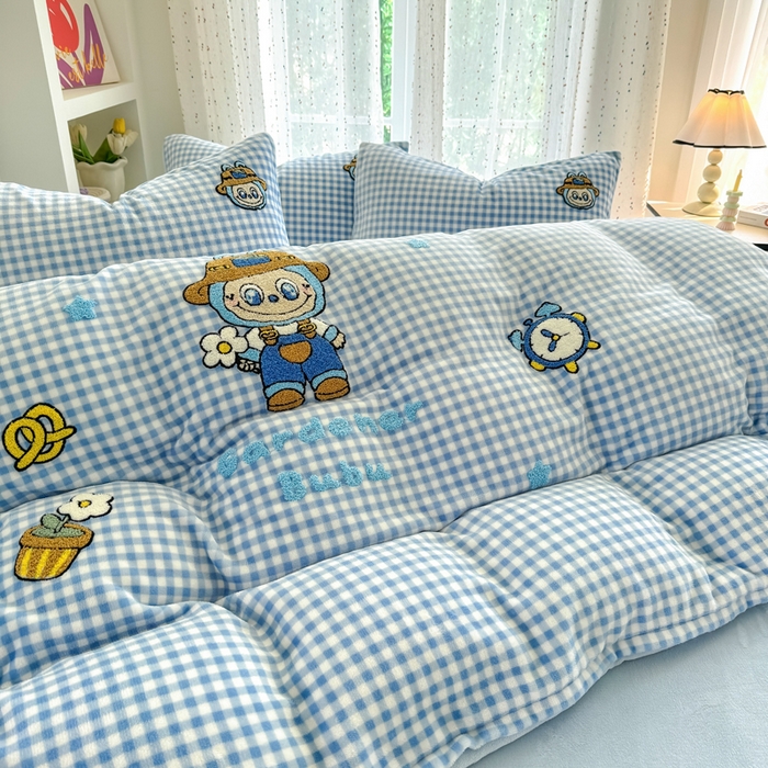 91家纺网 家纺一手货源 找家纺 （总）恋佳居 2025新款卡通毛巾绣牛奶绒绣花四件套