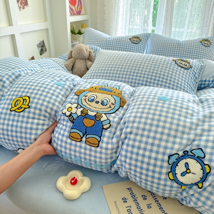 91家纺网 家纺一手货源 找家纺 （总）恋佳居 2025新款卡通毛巾绣牛奶绒绣花四件套