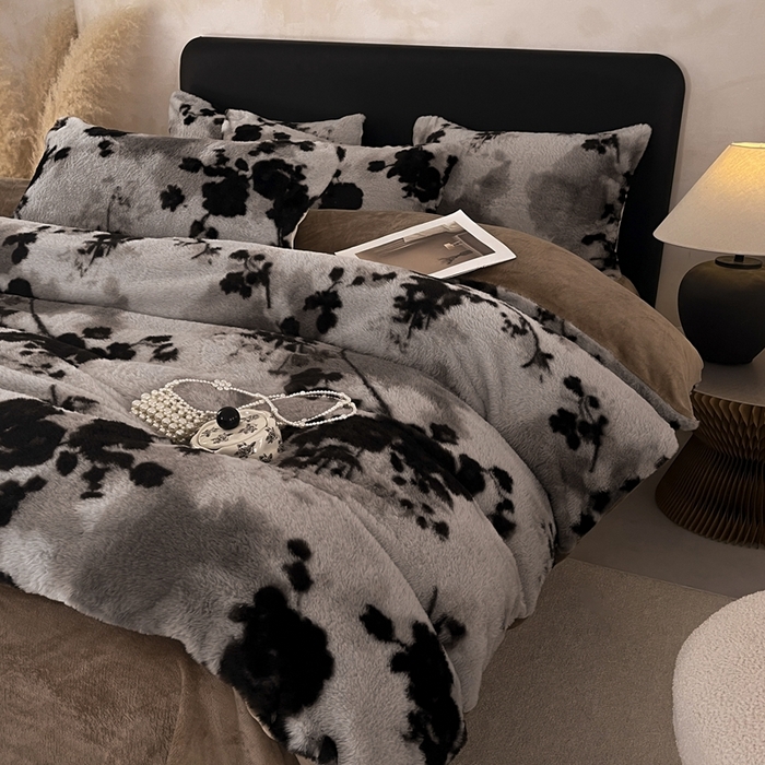 铠畅家纺 2025新款美拉德风格兔毛绒床单四件套 美拉德-尘间玫瑰