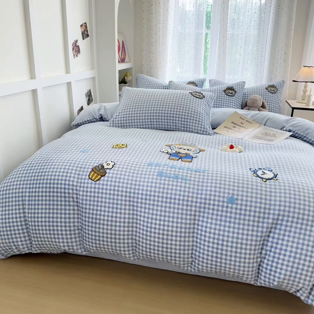 91家纺网 家纺一手货源 找家纺 （总）恋佳居 2025新款卡通毛巾绣牛奶绒绣花四件套