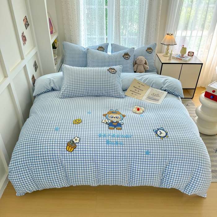 91家纺网 家纺一手货源 找家纺 恋佳居 2025新款卡通毛巾绣牛奶绒绣花四件套 花匠布布