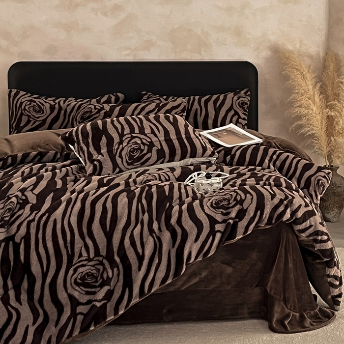 91家纺网 家纺一手货源 找家纺 铠畅家纺 2025新款美拉德风格兔毛绒床单四件套 美拉德-律动