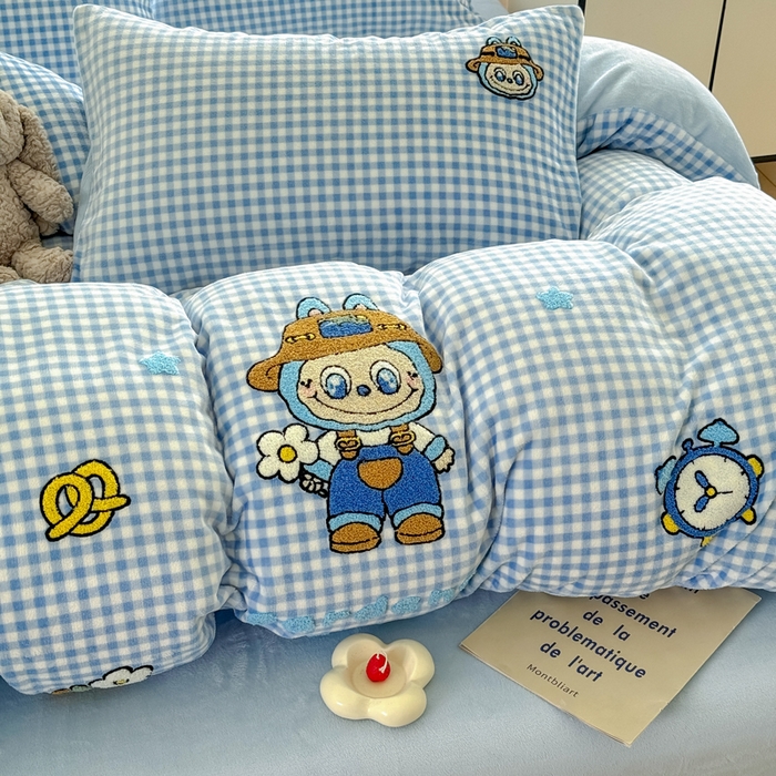 91家纺网 家纺一手货源 找家纺 （总）恋佳居 2025新款卡通毛巾绣牛奶绒绣花四件套