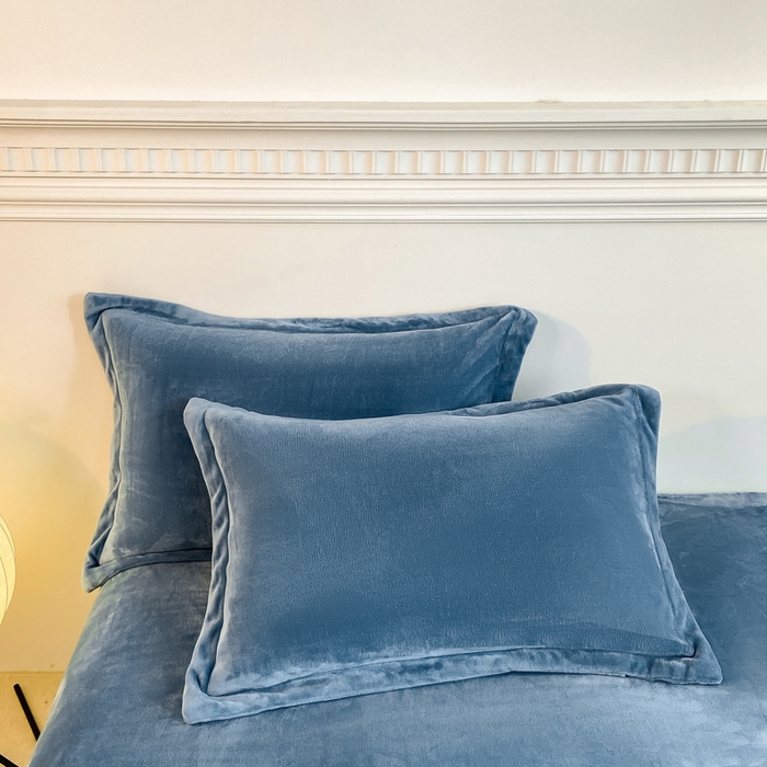 富馨莱 2025新款纯色240克牛奶绒全消光枕套 绒月亮蓝