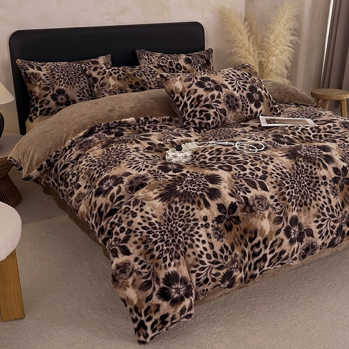 91家纺网 家纺一手货源 找家纺 铠畅家纺 2025新款美拉德风格兔毛绒床单四件套 美拉德-奢靡咖