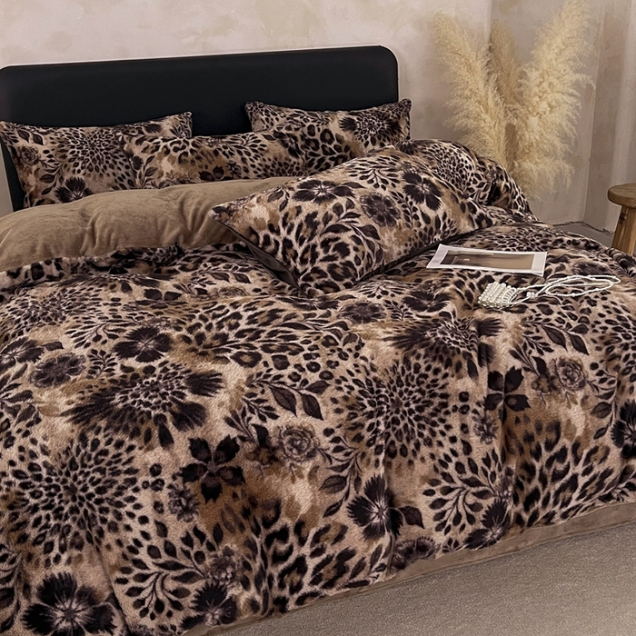 91家纺网 家纺一手货源 找家纺 铠畅家纺 2025新款美拉德风格兔毛绒床单四件套 美拉德-奢靡咖