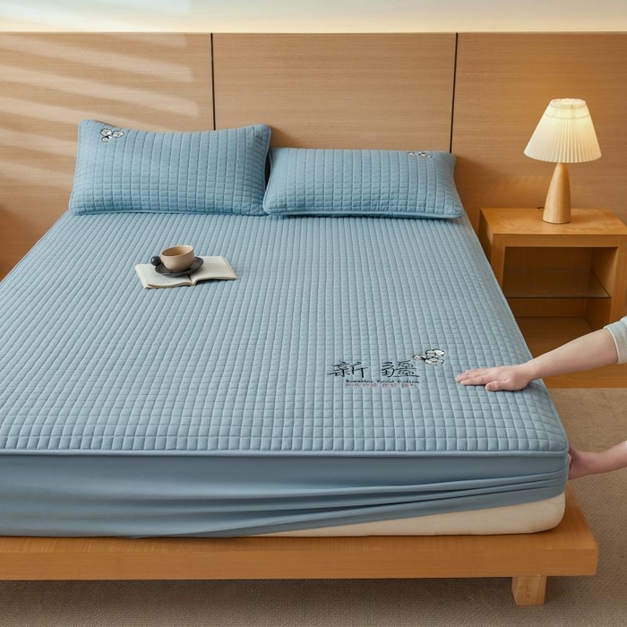 91家纺网 家纺一手货源 找家纺 （总）小禹仔家纺 2025新款刺绣床笠新疆棉花填充-夹棉床笠