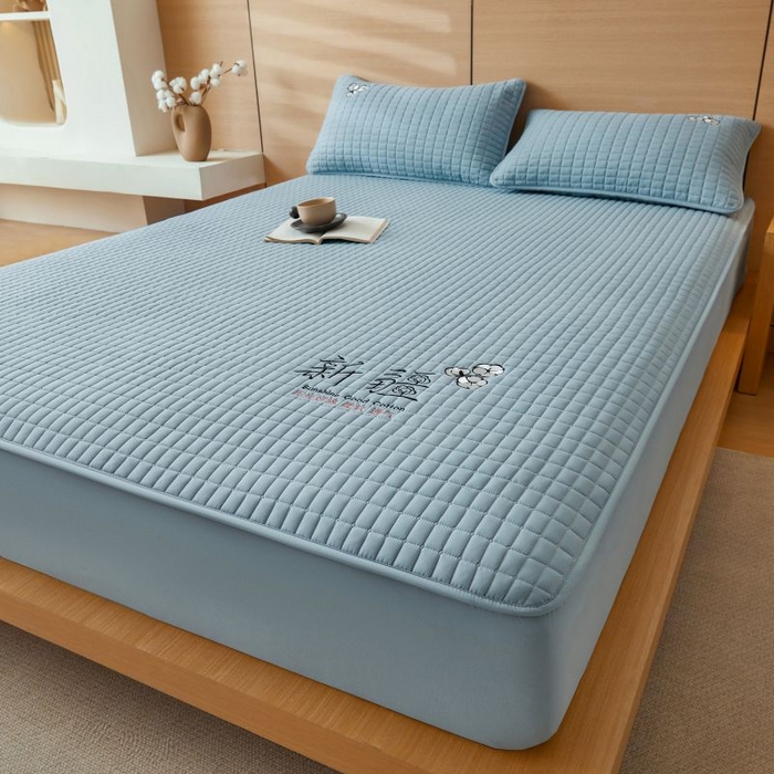 91家纺网 家纺一手货源 找家纺 （总）小禹仔家纺 2025新款刺绣床笠新疆棉花填充-夹棉床笠