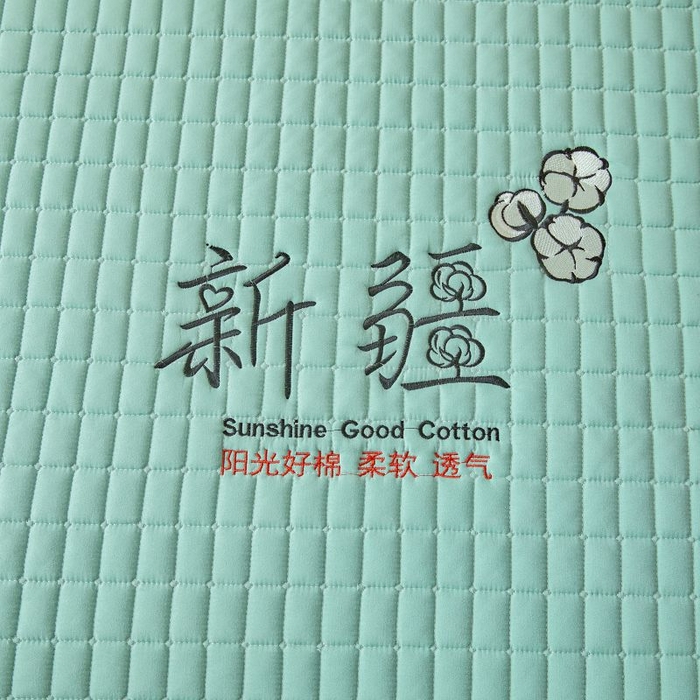 91家纺网 家纺一手货源 找家纺 小禹仔家纺 2025新款刺绣床笠新疆棉花填充-夹棉床笠 青春绿