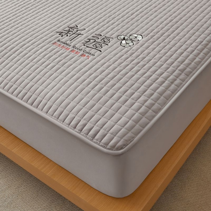 91家纺网 家纺一手货源 找家纺 小禹仔家纺 2025新款刺绣床笠新疆棉花填充-夹棉床笠 星辰灰