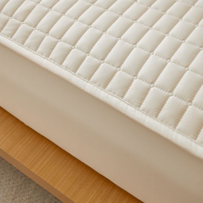 91家纺网 家纺一手货源 找家纺 小禹仔家纺 2025新款刺绣床笠新疆棉花填充-夹棉床笠 云朵白