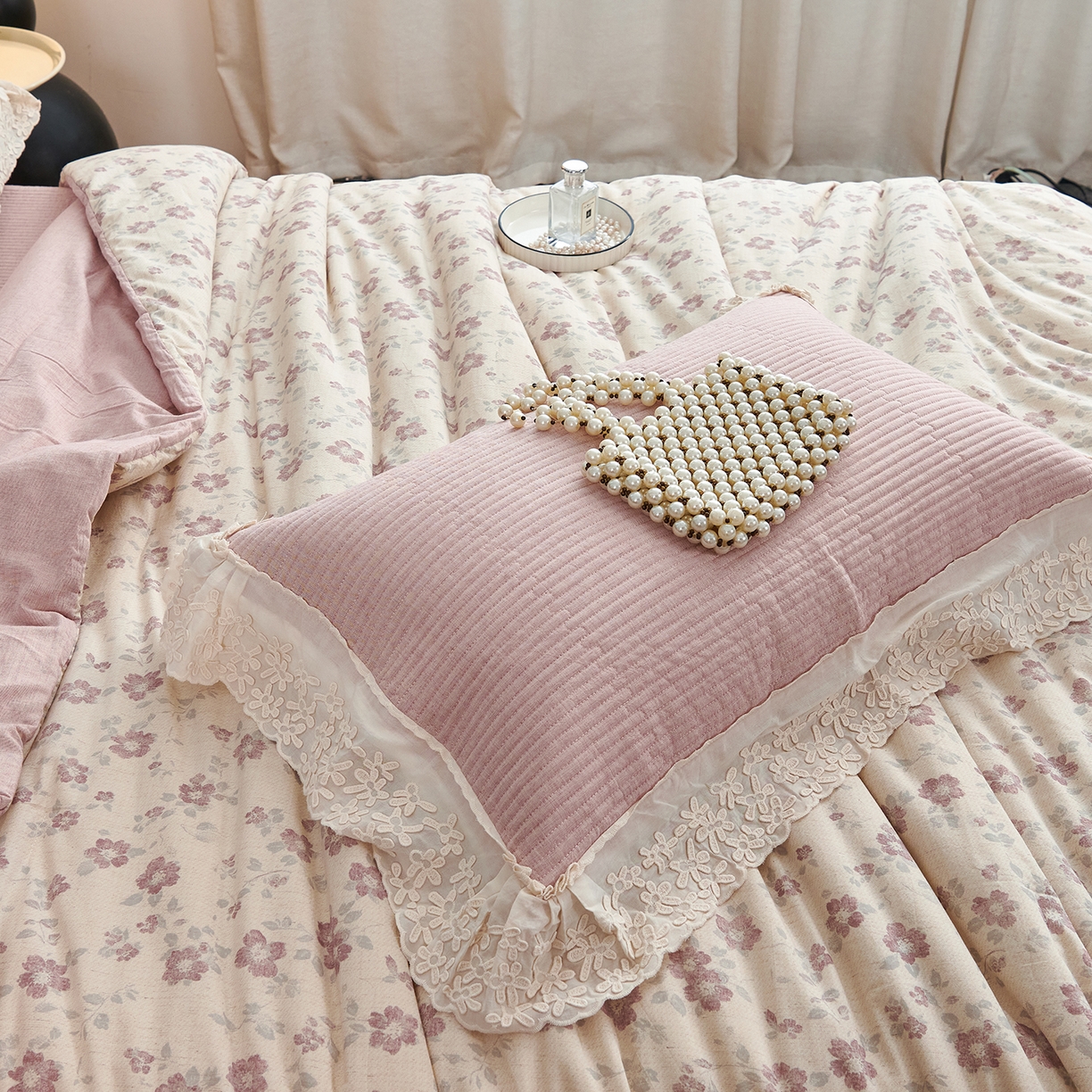 91家纺网 家纺一手货源 找家纺 优希家纺 2025新款暮悠棉麻多功能春秋被四件套 花雾柔