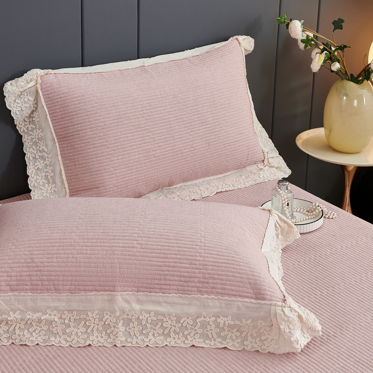 91家纺网 家纺一手货源 找家纺 优希家纺 2025新款暮悠棉麻多功能春秋被四件套 花雾柔