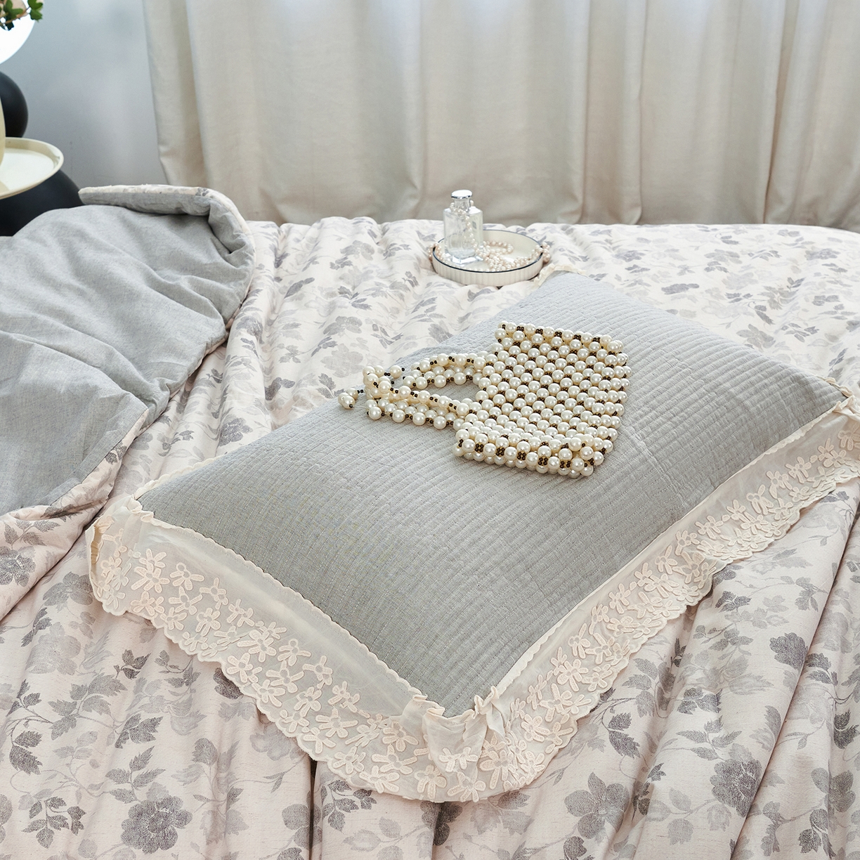 91家纺网 家纺一手货源 找家纺 优希家纺 2025新款暮悠棉麻多功能春秋被四件套 暮蔼花笺