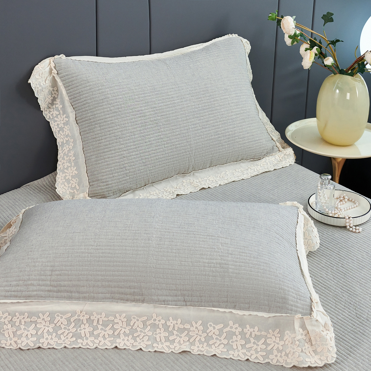 91家纺网 家纺一手货源 找家纺 优希家纺 2025新款暮悠棉麻多功能春秋被四件套 暮蔼花笺