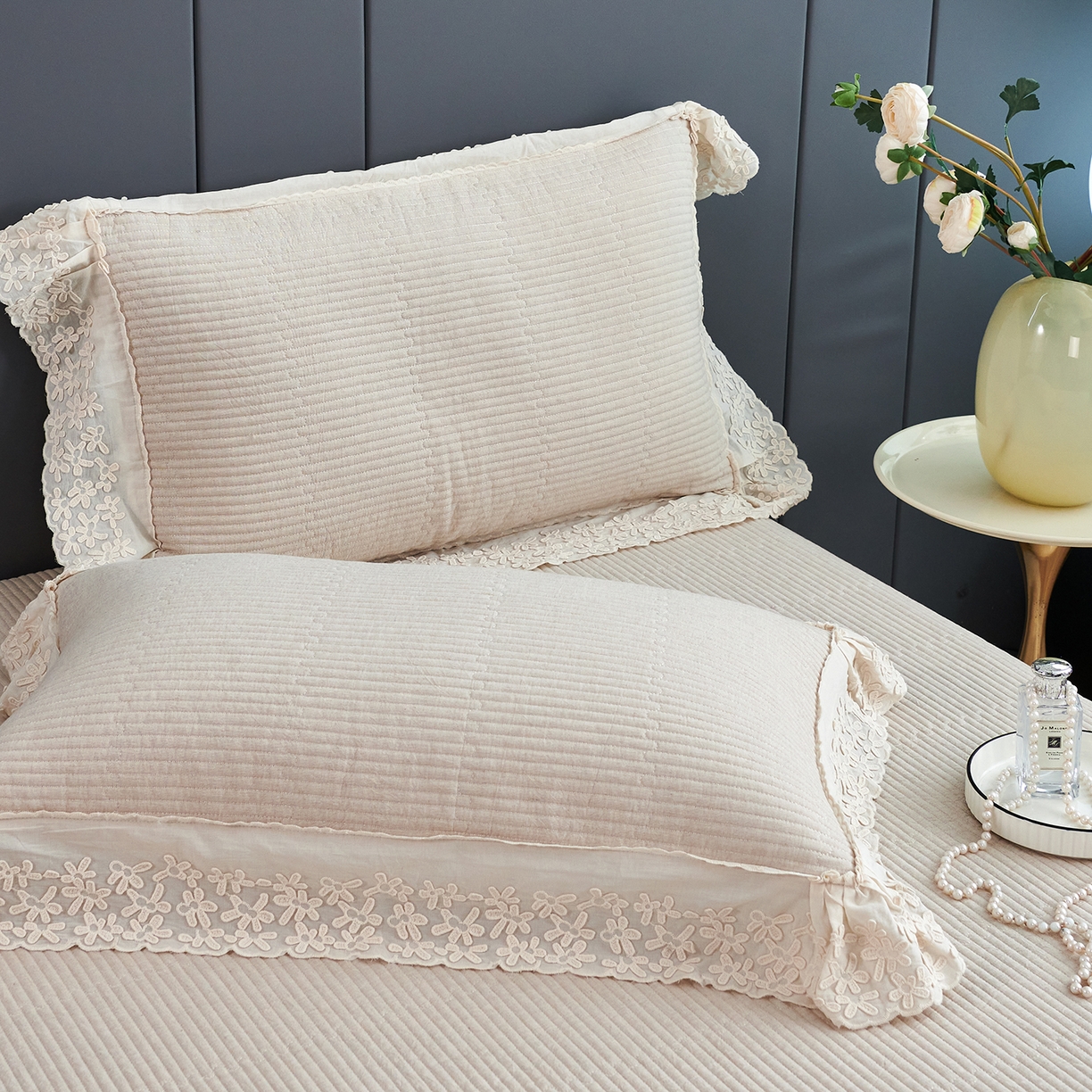 91家纺网 家纺一手货源 找家纺 优希家纺 2025新款暮悠棉麻多功能春秋被四件套 浅棕花影